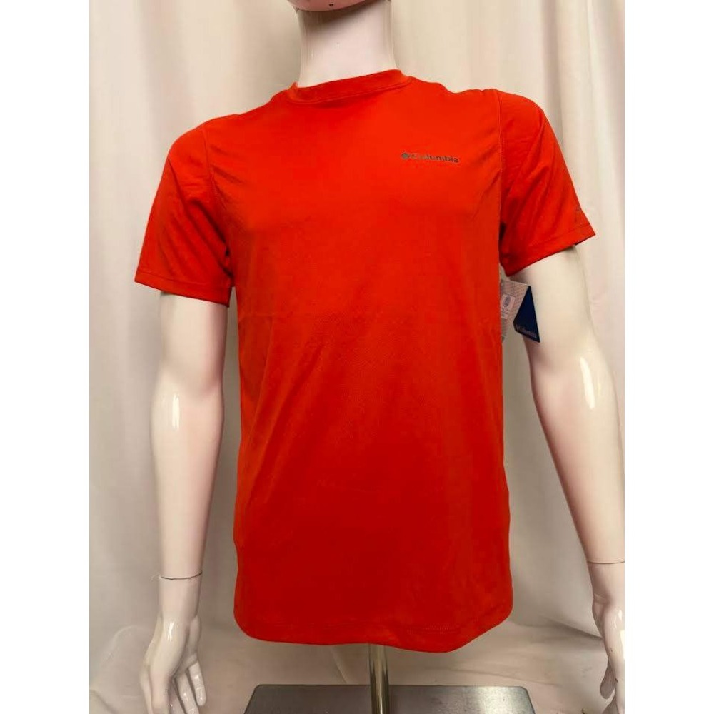 Columbia Mens Omni-Wick Short Sleeve T-Shirt Orange Activewear Hiking Top XS NWT